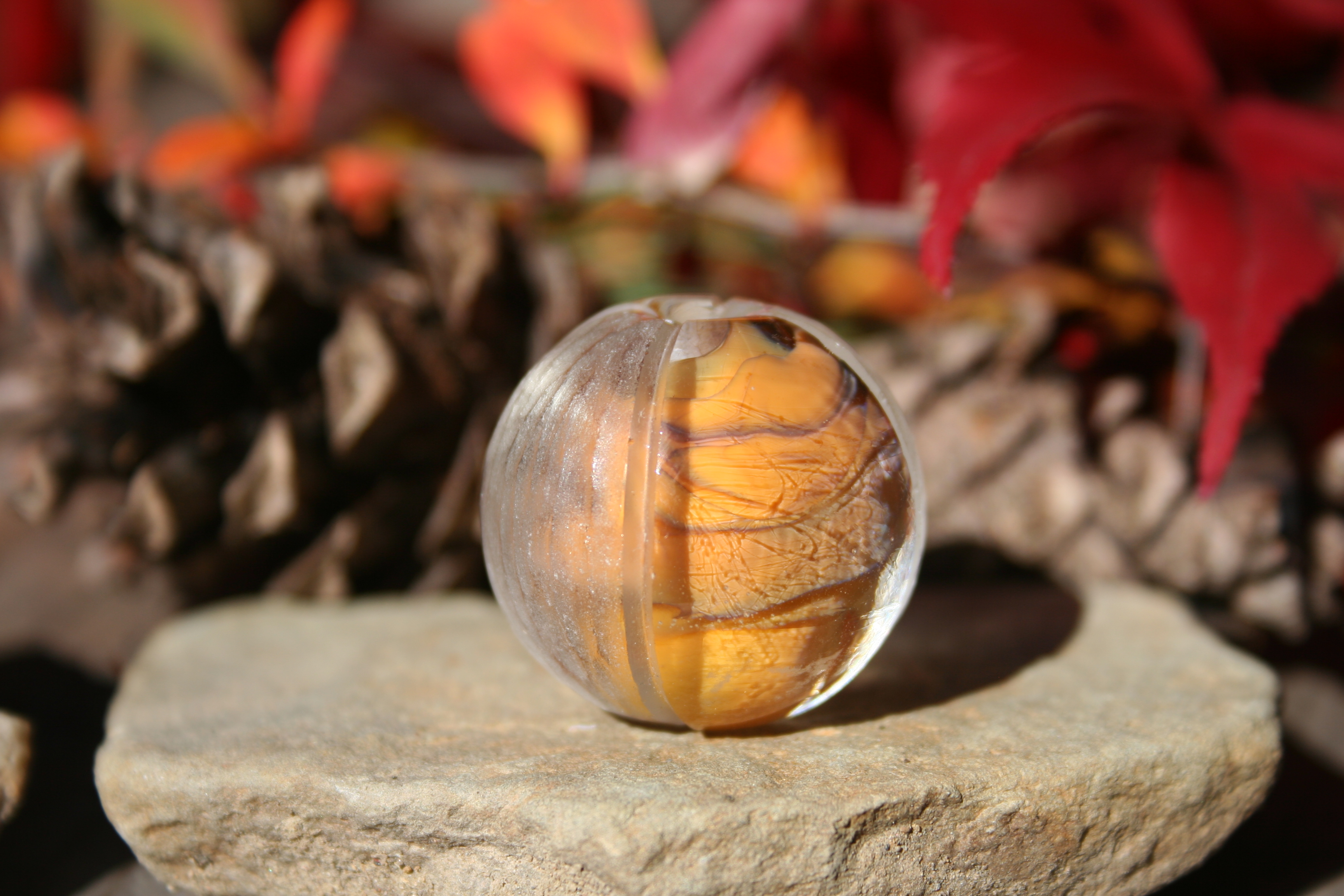 glass bead-Carved Orange-