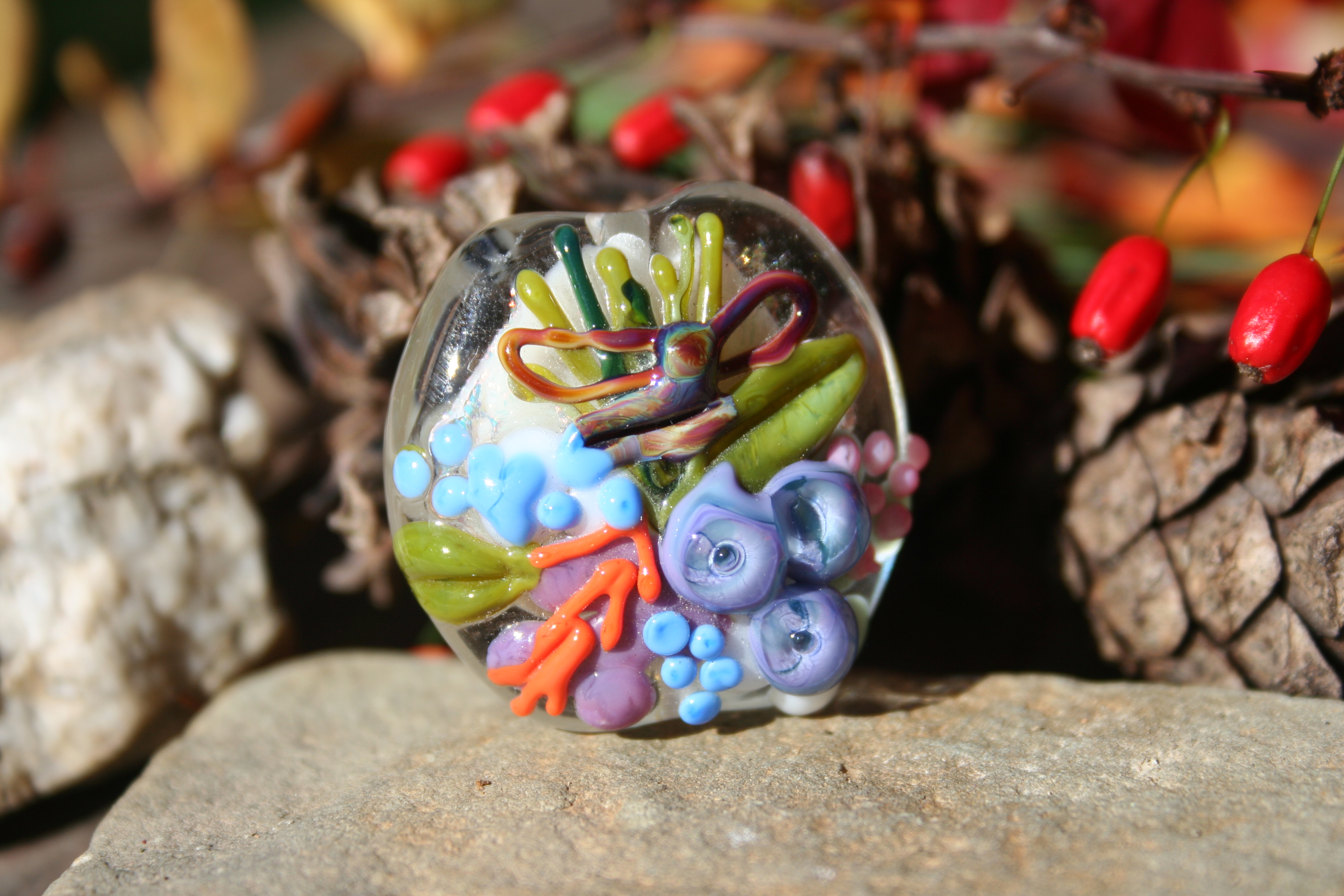 glass bead-lentil shaper details floral